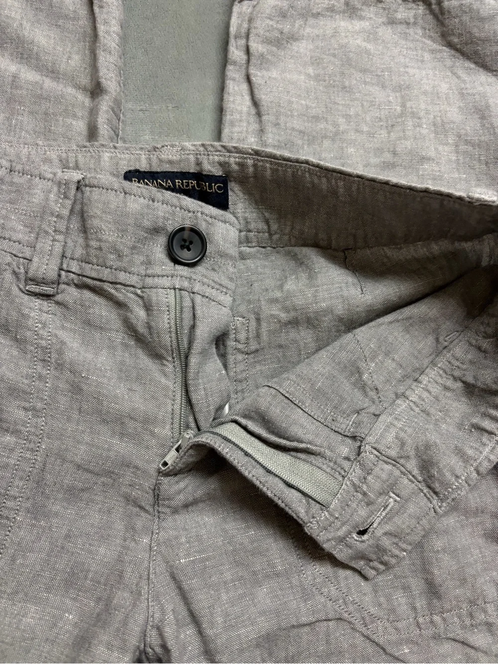 Banana Republic Women’s Linen Blend Pants Gray Straight Leg Size 4 Casual Beach
